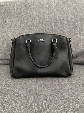 Coach Black Pebbled Leather Satchel with Silver Hardware